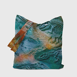 Сумка-шопер Окаменелые динозавры, тропический зеленый, цвет: 3D-принт