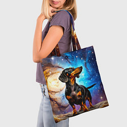 Сумка-шопер Такса в космосе, цвет: 3D-принт — фото 2