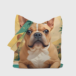 Сумка-шопер Бульдог и пальмы, цвет: 3D-принт