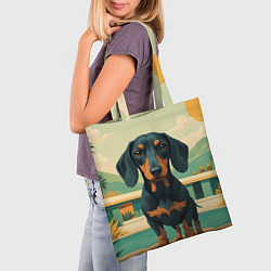 Сумка-шопер Такса и лето, цвет: 3D-принт — фото 2