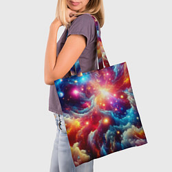 Сумка-шопер Colorfull neon space clouds - ai art fantasy, цвет: 3D-принт — фото 2