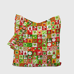 Сумка-шопер Новогодние снеговики и снежные бабы, цвет: 3D-принт