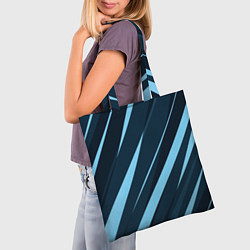Сумка-шопер Тёмный бирюзовый контрастные полосы, цвет: 3D-принт — фото 2