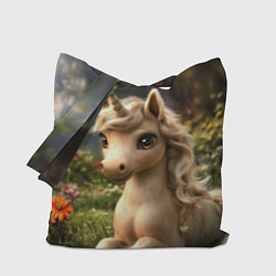 Сумка-шопер Единорожка кофейного цвета, цвет: 3D-принт