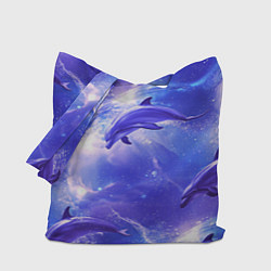 Сумка-шопер Дельфины в волшебном море паттерн, цвет: 3D-принт