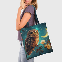 Сумка-шопер Сова на фоне ночного неба, цвет: 3D-принт — фото 2