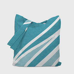 Сумка-шопер Бело-голубой абстракция с полосами, цвет: 3D-принт