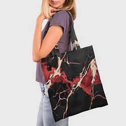Сумка-шопер Красно-черная потертая текстура, цвет: 3D-принт — фото 2