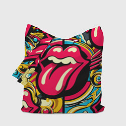 Сумка-шопер Rolling Stones logo - pop art pattern, цвет: 3D-принт