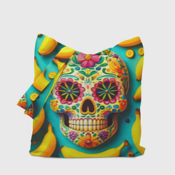 Сумка-шопер Череп и бананы - летняя композиция, цвет: 3D-принт