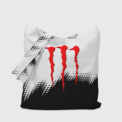 Сумка-шопер Monster energy чёрно белые краски, цвет: 3D-принт