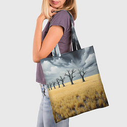 Сумка-шопер Деревья в поле, цвет: 3D-принт — фото 2