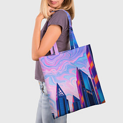 Сумка-шопер Абстракция с небоскребами, цвет: 3D-принт — фото 2