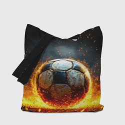 Сумка-шоппер Футбольный мяч в красном пламени