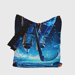 Сумка-шоппер Хоккеист в синем пламени