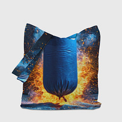 Сумка-шопер Синяя боксерская груша в огне, цвет: 3D-принт