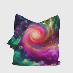 Сумка-шопер Космическая неоновая фантазия - нейроарт, цвет: 3D-принт