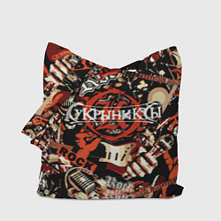 Сумка-шопер Кукрыниксы на фоне электрогитар, цвет: 3D-принт