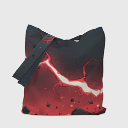 Сумка-шопер Красная молния на черной текстуре, цвет: 3D-принт