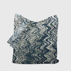 Сумка-шопер Бело-синий искажённые абстрактные линии, цвет: 3D-принт