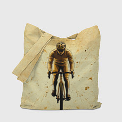 Сумка-шопер Трековый велосипедист на бежевом, цвет: 3D-принт