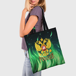 Сумка-шопер Россия на фоне зеленого огня, цвет: 3D-принт — фото 2