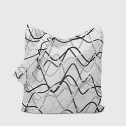 Сумка-шопер Белый с серыми волнистыми полосами, цвет: 3D-принт