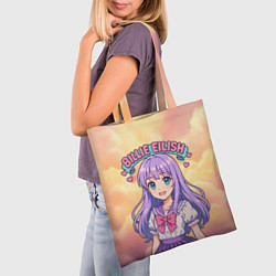 Сумка-шопер Билли Айлиш в аниме стиле, цвет: 3D-принт — фото 2