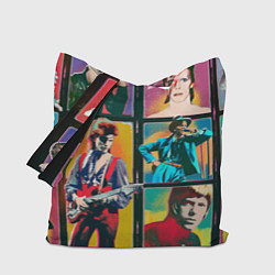 Сумка-шопер David Bowie vintage collage, цвет: 3D-принт