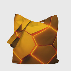 Сумка-шопер Желтые неоновые соты - текстура, цвет: 3D-принт
