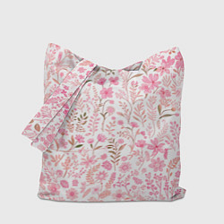 Сумка-шопер Белый в розовый цветочный паттерн, цвет: 3D-принт