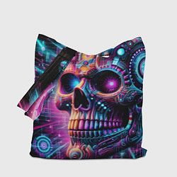 Сумка-шопер Neon cyber skull, цвет: 3D-принт