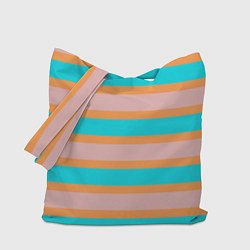 Сумка-шопер Полосы бирюзово-розовые, цвет: 3D-принт
