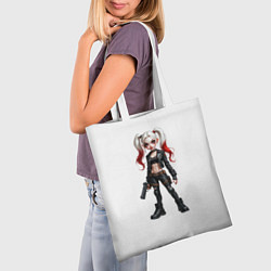 Сумка-шопер Девушка в кожаной одежде с пистолетом в руке, цвет: 3D-принт — фото 2