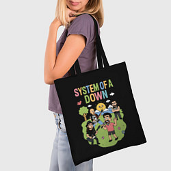 Сумка-шопер System of a Down мультяшный, цвет: 3D-принт — фото 2