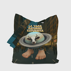 Сумка-шопер La Vaca Saturno Saturnita мем, цвет: 3D-принт
