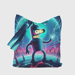 Сумка-шоппер Робот-сгибальщик Бендер пропускает через себя молн