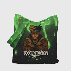 Сумка-шоппер XXXTentacion на фоне зеленой краски