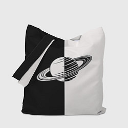 Сумка-шопер Сатурн черно-белый, цвет: 3D-принт