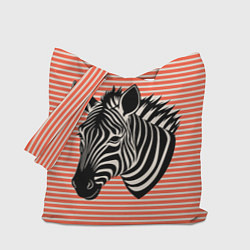 Сумка-шоппер Зебра на оранжевых полосах