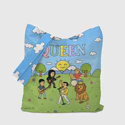 Сумка-шопер Queen мультяшный стиль на поляне, цвет: 3D-принт