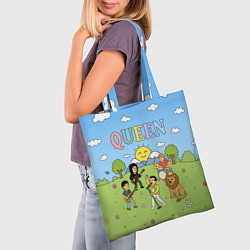 Сумка-шопер Queen мультяшный стиль на поляне, цвет: 3D-принт — фото 2