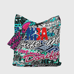 Сумка-шопер NBA надписи текстура, цвет: 3D-принт