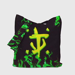 Сумка-шопер Doom зелёный огонь, цвет: 3D-принт