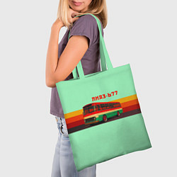 Сумка-шопер Ретро автобус ЛиАЗ 677, цвет: 3D-принт — фото 2