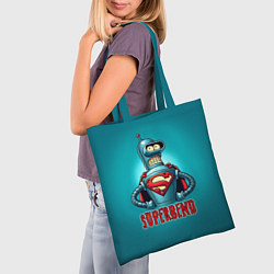Сумка-шопер Bender superman - collaboration, цвет: 3D-принт — фото 2