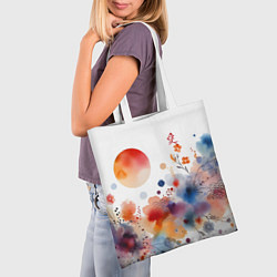 Сумка-шопер Иероглиф любовь в цветочном паттерне, цвет: 3D-принт — фото 2