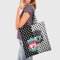 Сумка-шопер Liverpool черно белые точки, цвет: 3D-принт — фото 2