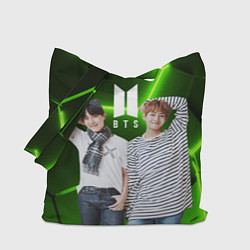 Сумка-шопер BTS зеленые неоновые плиты, цвет: 3D-принт