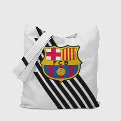 Сумка-шопер Barcelona черно белые полосы, цвет: 3D-принт